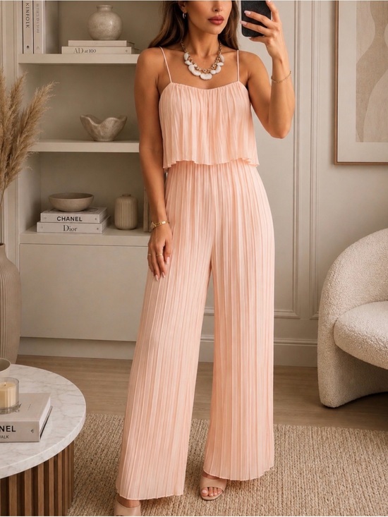 Pants - Light Pink Pleated Jumpsiut